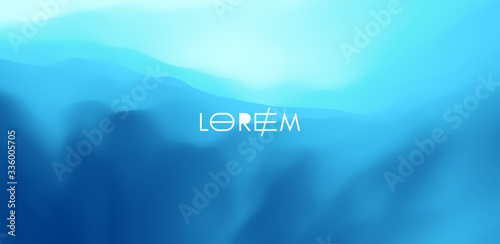 Blue abstract background. Realistic landscape with waves. Cover design template. 3d vector illustration.