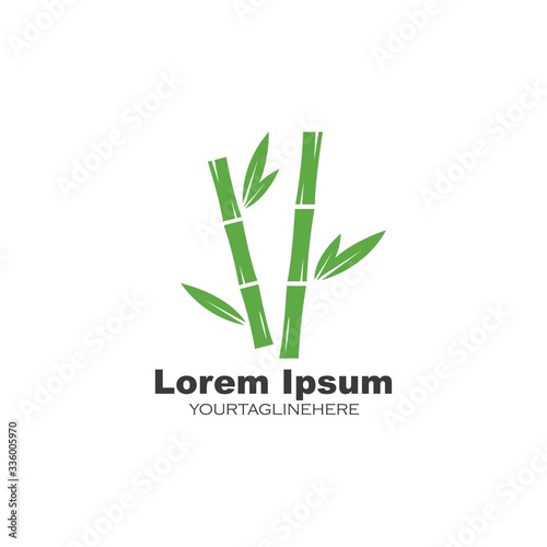 Bamboo with green leaf vector icon