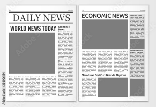 Newspaper pages template. News paper headline vector mockup. Tabloid journal simple background. Newsprint modern style