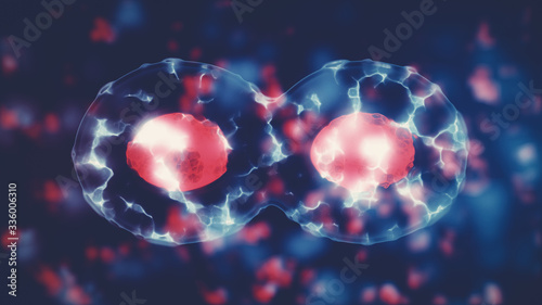 Fotografie cell reproduction, infection and disease, coronavirus, epidemic concept, 3d rend