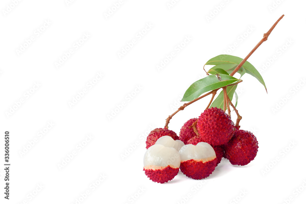 Fresh ripe Lychee bunch isolated on white background included clipping path. Fresh ripe Lychee bunch isolated on white background included clipping path.