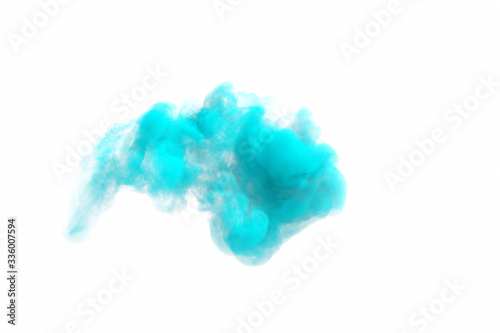 Steam background. Blue smog isolated on white. Aquamarine smoke cloud concept. Fog and mist effect for banner, card, poster, poster