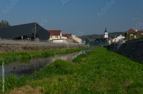 Oslava river bank in Velke Mezirici city, Czech Republic