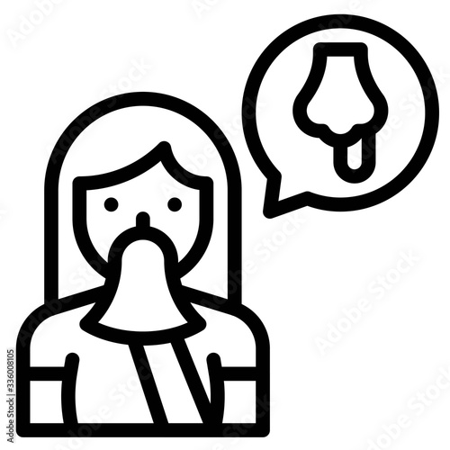 Woman sneezing vector illustration, ine style icon