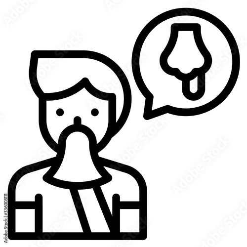 Man sneezing vector illustration, ine style icon