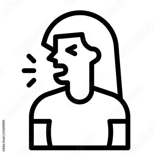 Woman coughing vector illustration, ine style icon