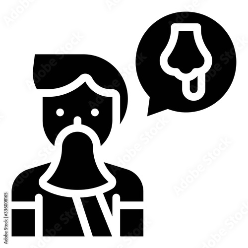 Man sneezing vector illustration, solid style icon