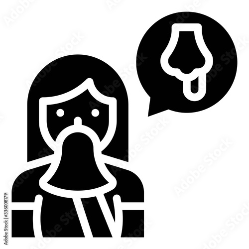 Woman sneezing vector illustration, solid style icon