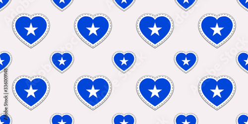 Somalia flag background. Somali vector stickers. Love hearts symbols flags seamless pattern. Good choice for sports pages, travel, school elements. patriotic wallpaper.