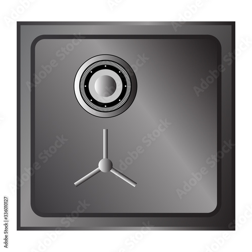 steel safe with combination lock in gray gradient. The icon. Isolated vector