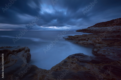 Long exposure sea shore in the evening