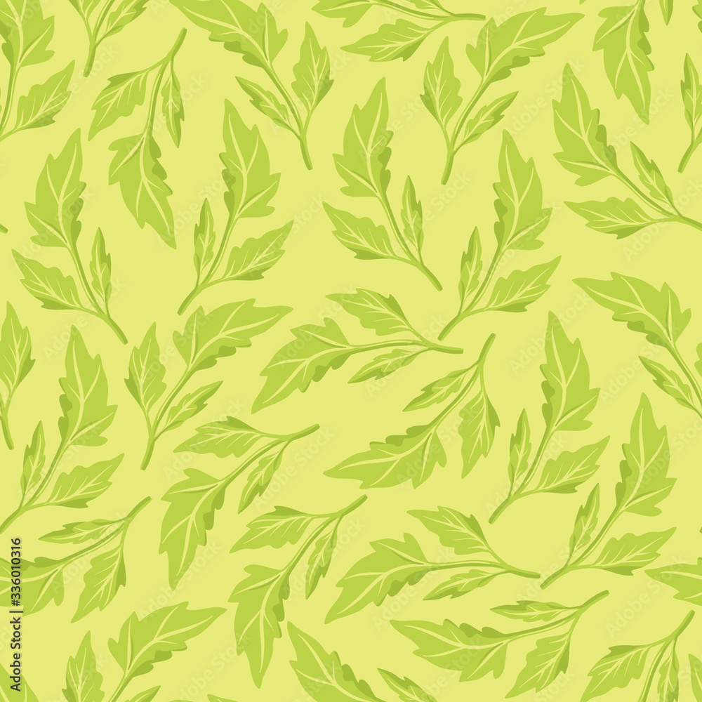 Simple vector pastel green leaf seamless pattern background