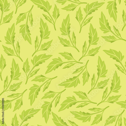 Simple vector pastel green leaf seamless pattern background