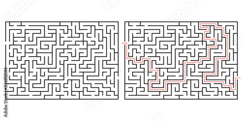 Labyrinth game. Maze or puzzle design. Find the way and right solution for exit. Vector illustration.