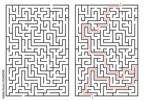 Labyrinth game. Maze or puzzle design. Find the way and right solution for exit. Vector illustration. photo