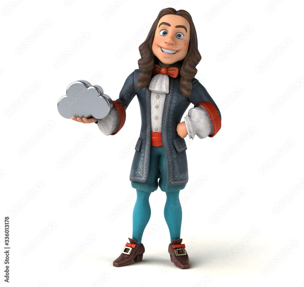3D Illustration of a cartoon man in historical baroque costume 3D Illustration of a cartoon man in historical baroque costume