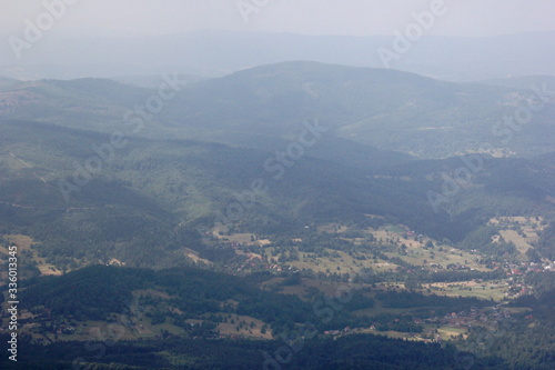 Fototapeta Naklejka Na Ścianę i Meble -  Areal view from Babia Gora peak, Polish Beskid Mountains