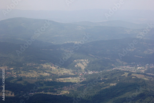 Fototapeta Naklejka Na Ścianę i Meble -  Areal view from Babia Gora peak, Polish Beskid Mountains