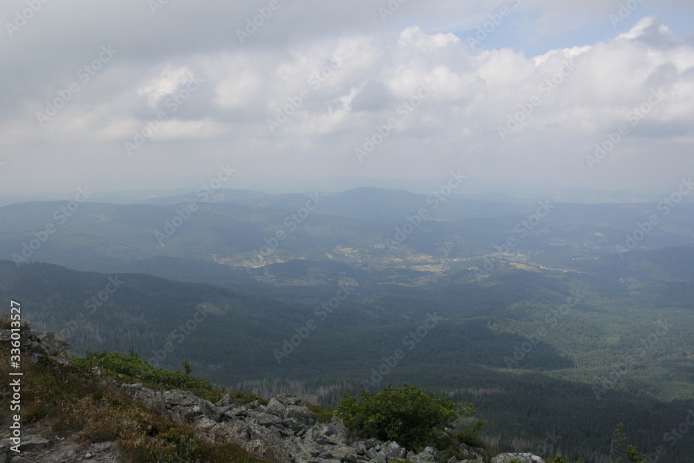 Areal view from Babia Gora peak, Polish Beskid Mountains