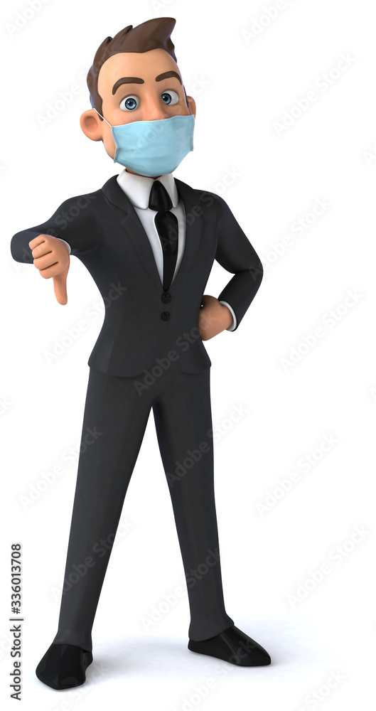 3D illustration of a cartoon character with a mask 3D illustration of a cartoon character with a mask