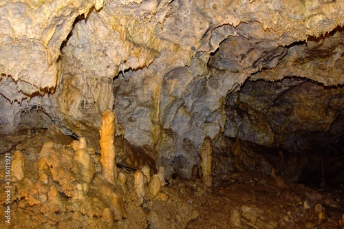 Stalactites and stalagmites in the Demanova Cave of Liberty in Slovakia