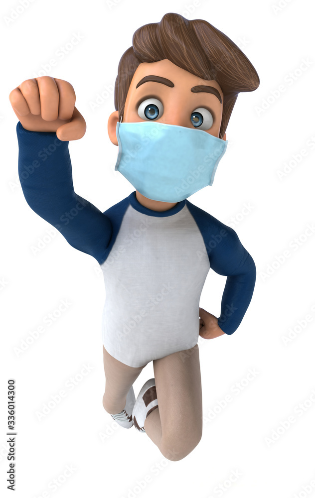 3D Illustration of a teenager with a mask 3D Illustration of a teenager with a mask