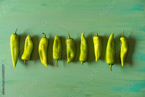 hot chili peppers, flatlay, green, monochrome, chillis, spicy, 
