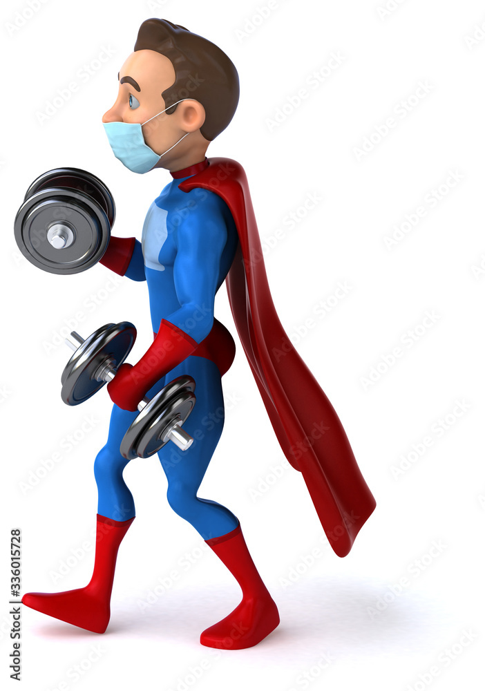 3D illustration of a cartoon character with a mask 3D illustration of a cartoon character with a mask