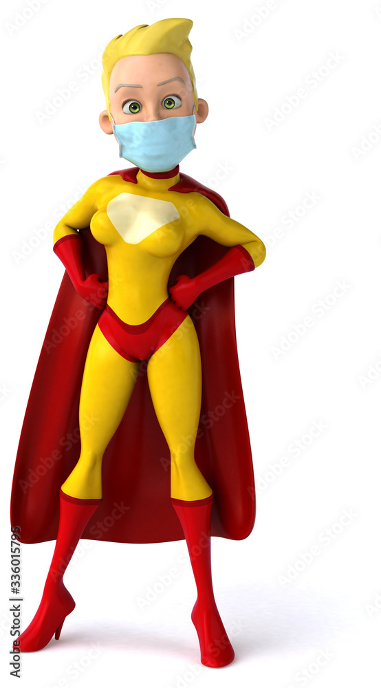 3D Illustration of a superhero with a mask