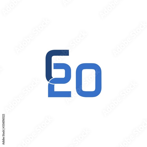 G 20 Letter and Number joint logo isolated on white background
