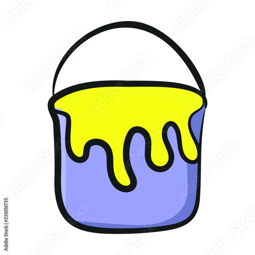 Hand drawn icon of paint bucket, liquid art pail 