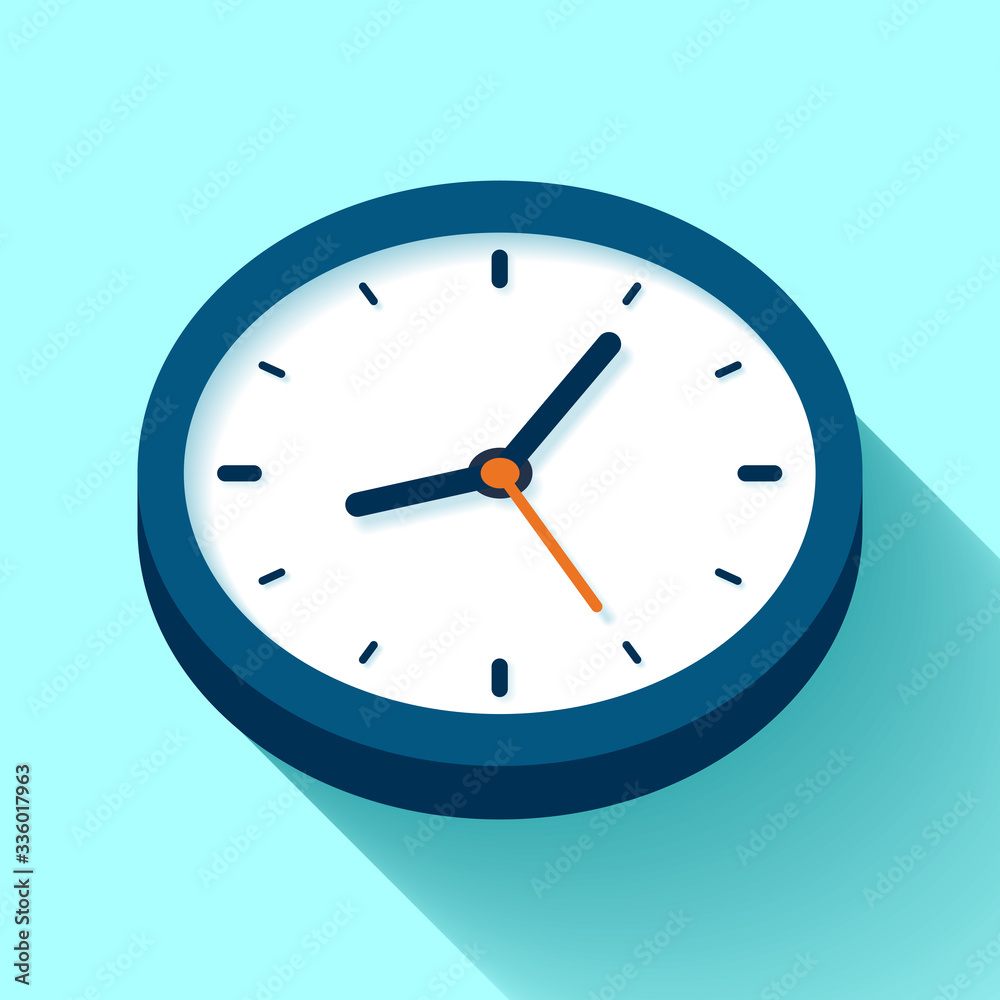 Clock icon in flat style, timer on color background. Business watch. Vector design element for you project Clock icon in flat style, timer on color background. Business watch. Vector design element for you project