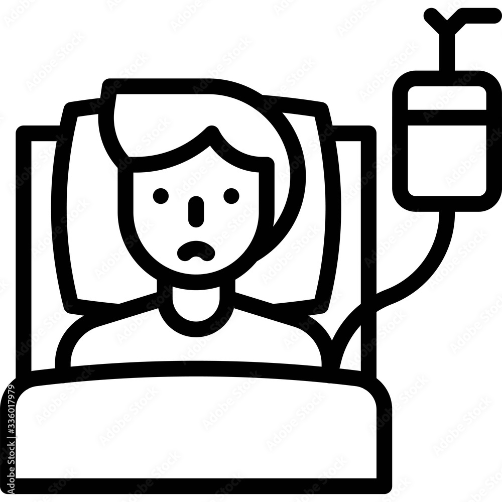 Patient with saline vector illustration, line style icon Patient with saline vector illustration, line style icon