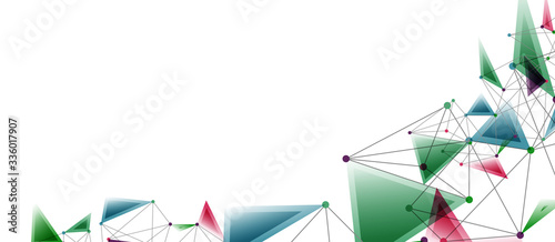 Line points connections, triangular technology design. Abstract geometric background