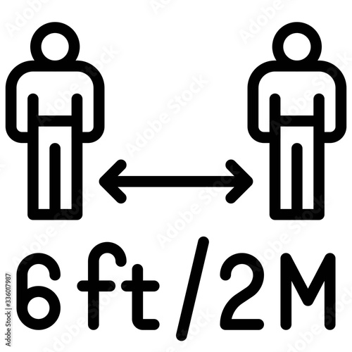 Social distancing vector illustration, line style icon