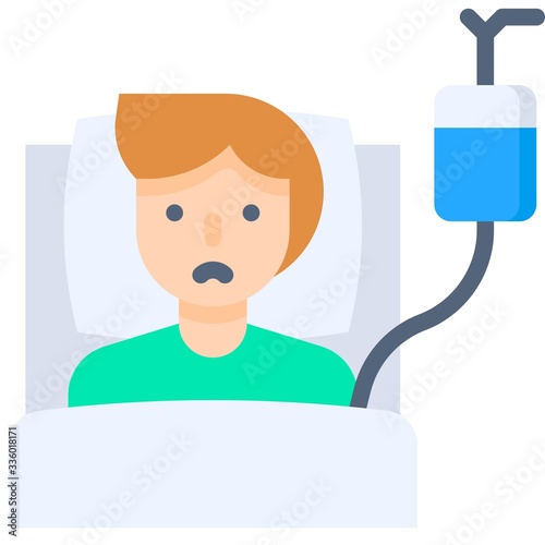 Patient with saline vector illustration, flat style icon