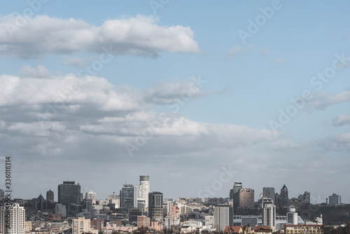 Modern buildings in the business center of Kiev with fashionable skyscrapers, cityscape of Kyiv, business center of Kyiv