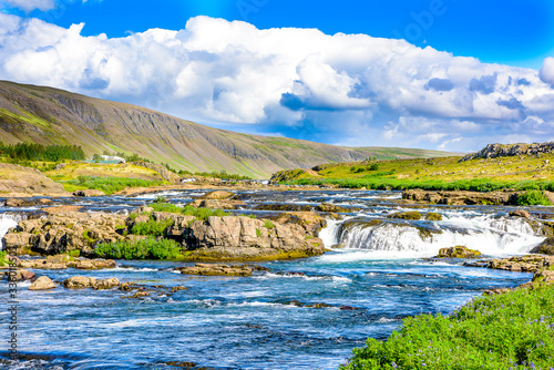 Beautiful Iceland waterfall panorama