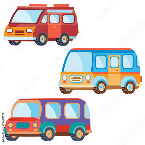 set of cars in different colors in flat style  isolated object on a white background  vector illustration 