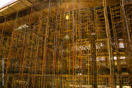 Scaffolding on building in construction site