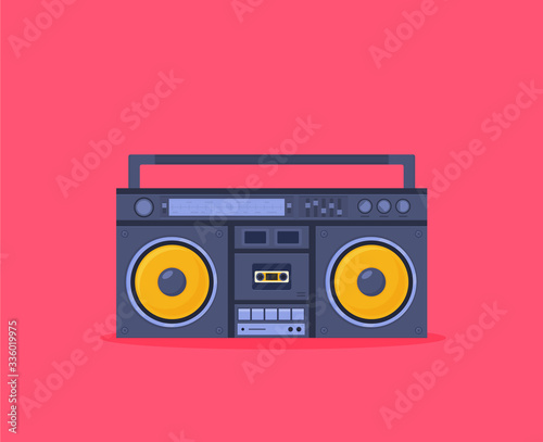 Old style music boombox flat vector music systems