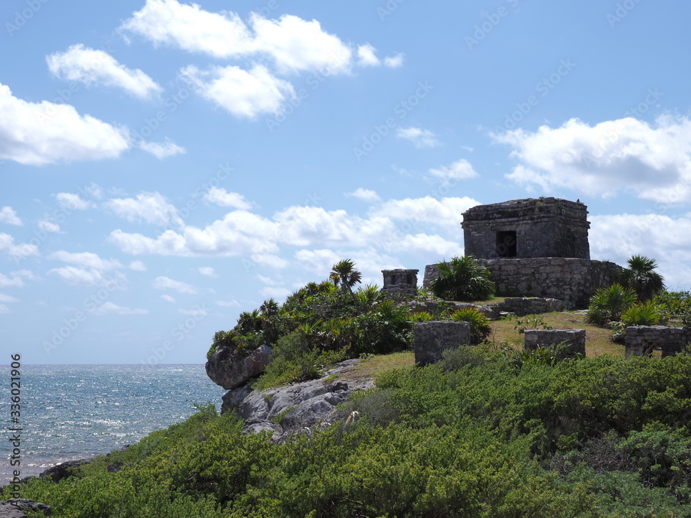 Temple of god of winds at promontory in TULUM city at Mexico