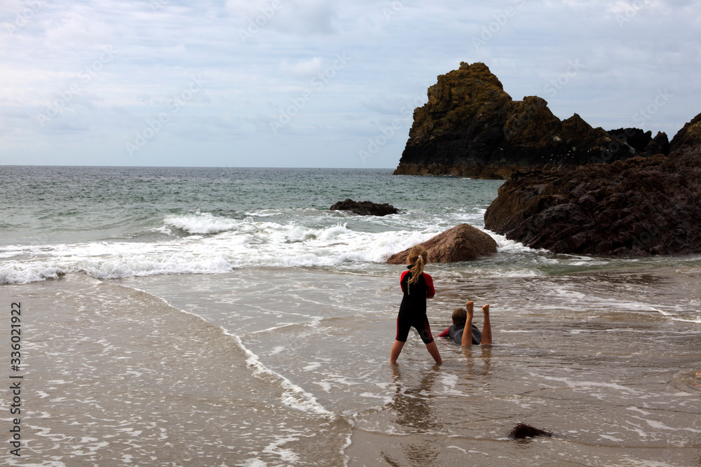 Fototapeta premium Lizard (England), UK - August 16, 2015: Lizard Peninsula area and beaches, Cornwall, England, United Kingdom.