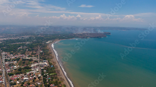 Beautiful aerial view of the city of Puntarenas and the Paseo de los turistas at the sunset in Costa Rica © Gian