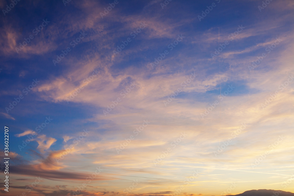 Sky and the clouds shined with sunset sun Sky and the clouds shined with sunset sun