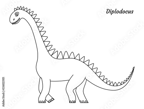 Coloring page outline Diplodocus dinosaur. Vector illustration © Anastasiya