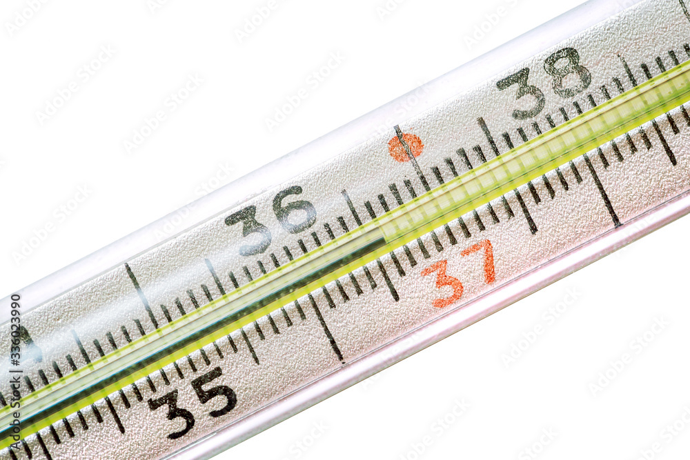 old mercury thermometer showing a normal temperature of 36.6 old mercury thermometer showing a normal temperature of 36.6