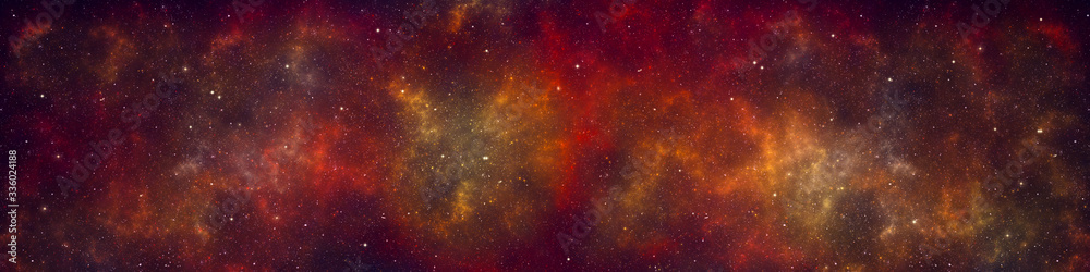 Nebula and stars in night sky web banner. Space background. - obrazy, fototapety, plakaty 