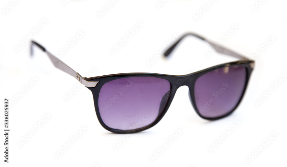 glasses against the sun on a white empty background