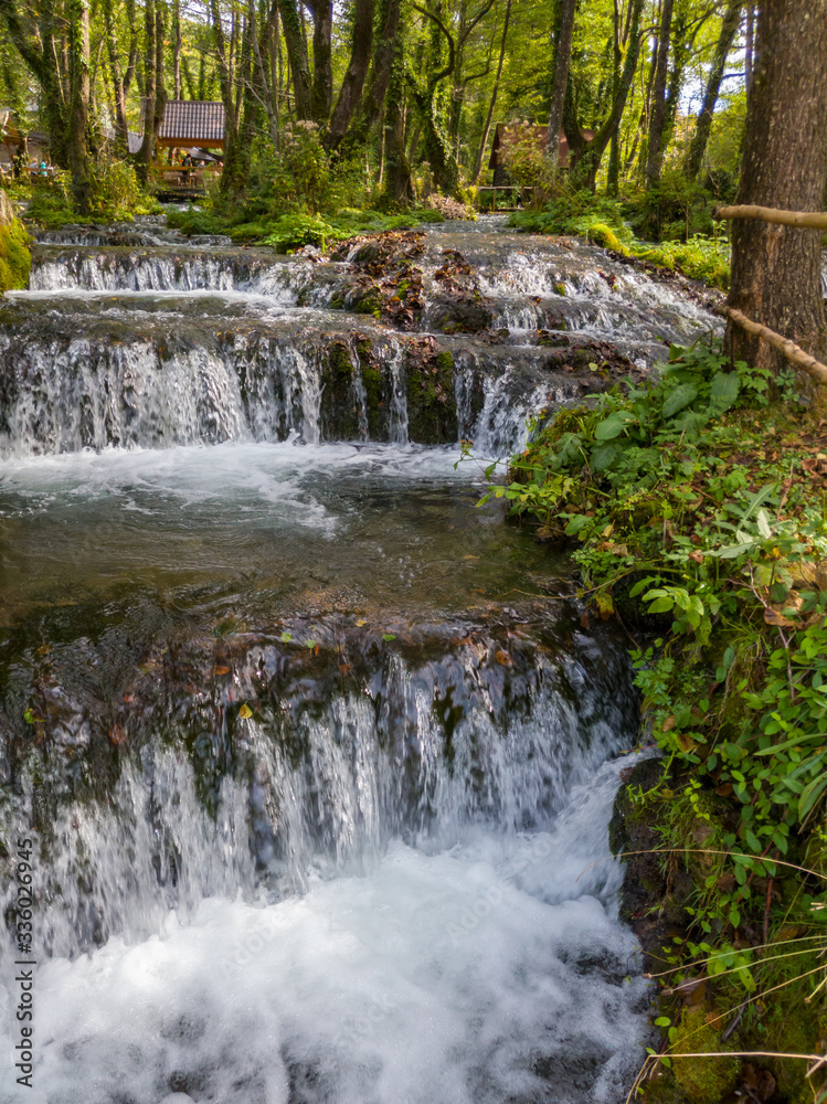 Small waterfalls on a mountain stream south of Sipovo. - Image